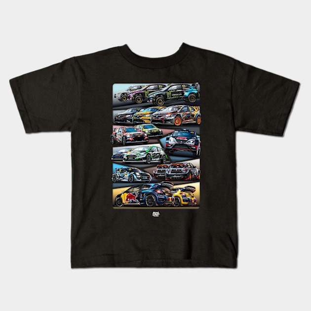 FIA World Rallycross 2019 - Digital drawing Kids T-Shirt by Mario Ramos Rally Art